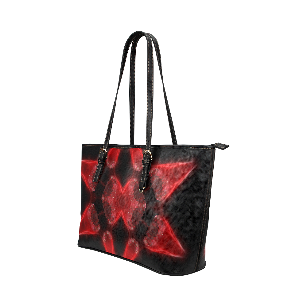 Red Crystal Leather Tote Bag/Large (Model 1651)