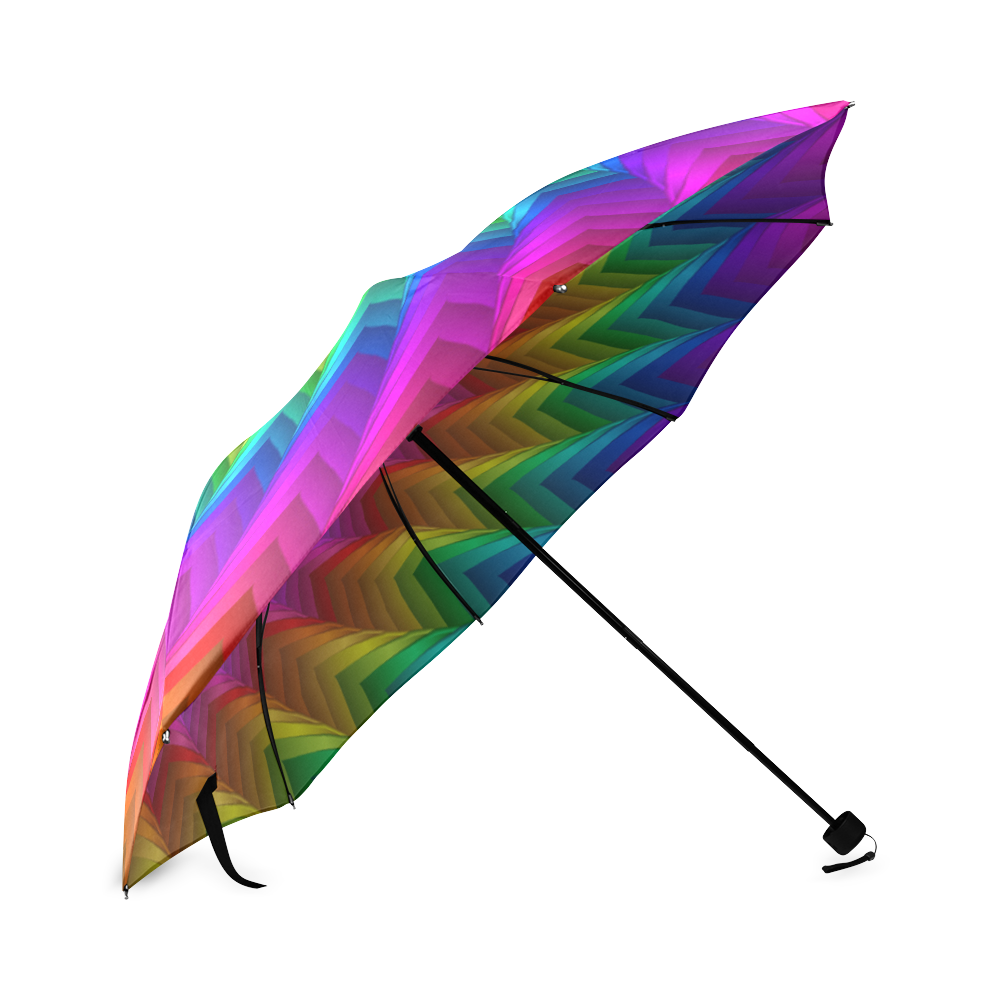 Psychedelic Rainbow Spiral Fractal Foldable Umbrella (Model U01)