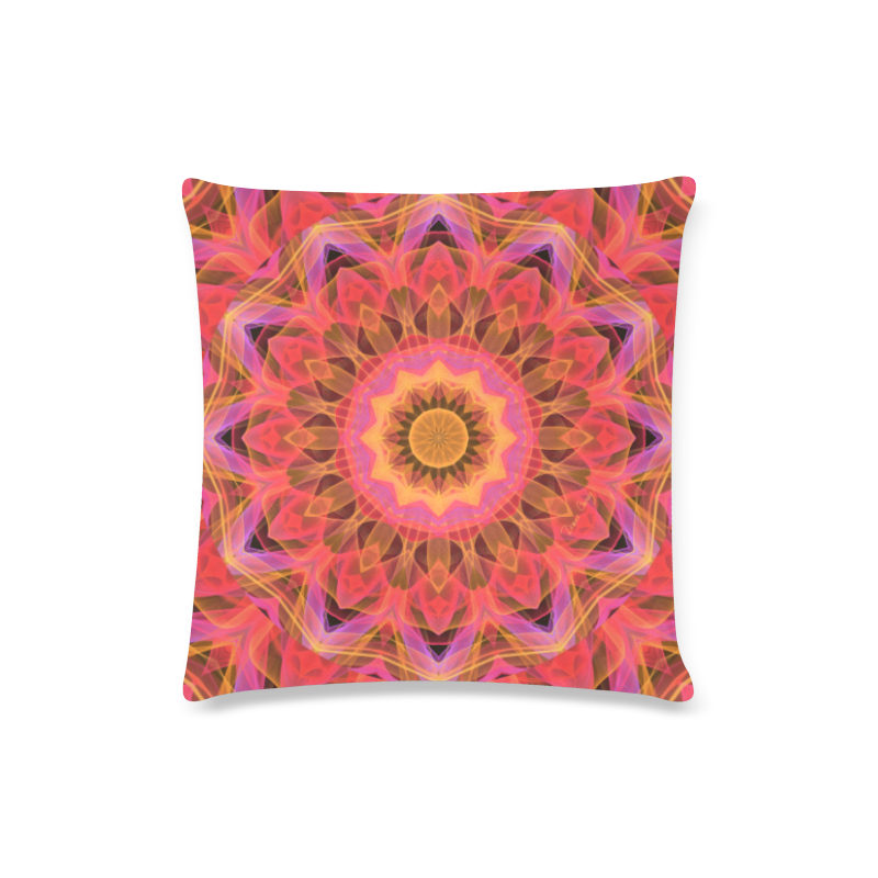 Abstract Peach Violet Mandala Ribbon Candy Lace Custom Zippered Pillow Case 16"x16"(Twin Sides)