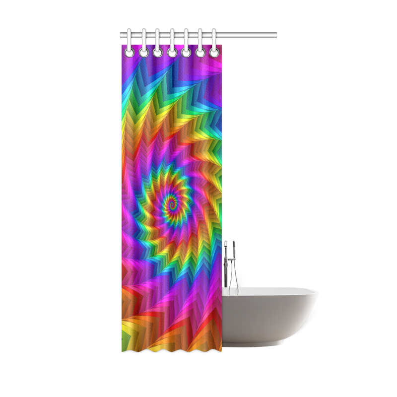 Psychedelic Rainbow Spiral Fractal Shower Curtain 36"x72"