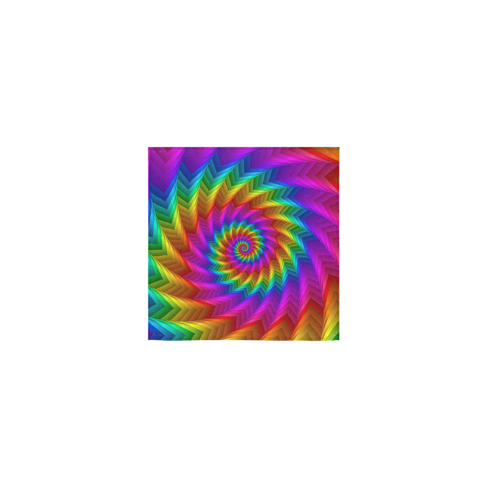 Psychedelic Rainbow Spiral Fractal Square Towel 13“x13”