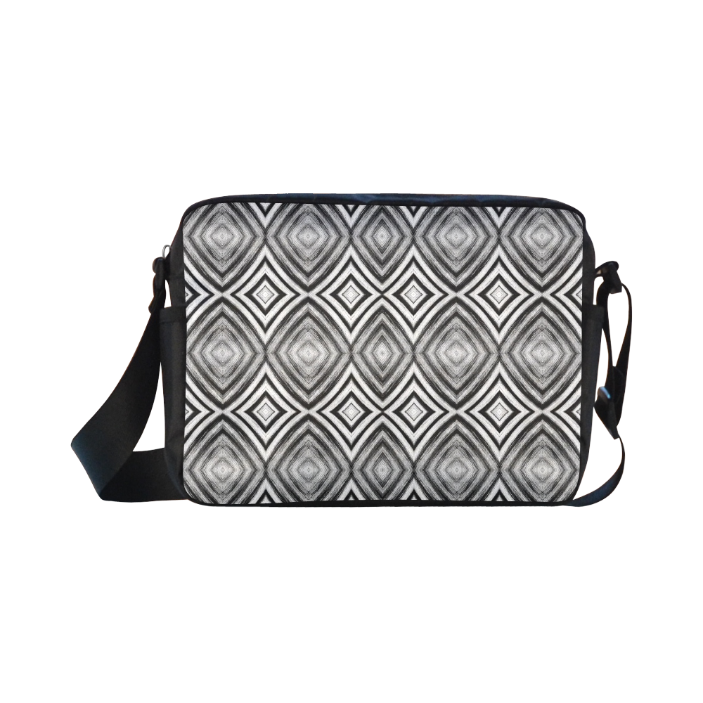 black and white diamond pattern Classic Cross-body Nylon Bags (Model 1632)