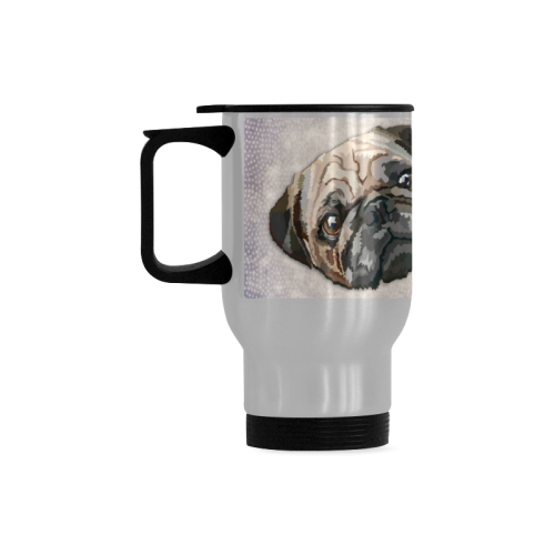 pug love Travel Mug (Silver) (14 Oz)
