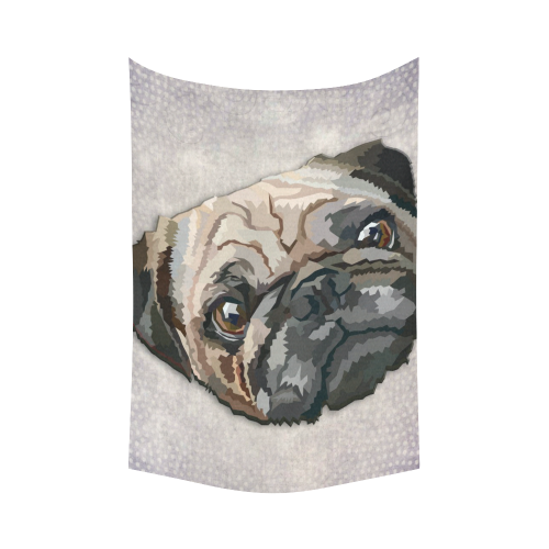 pug love Cotton Linen Wall Tapestry 60"x 90"