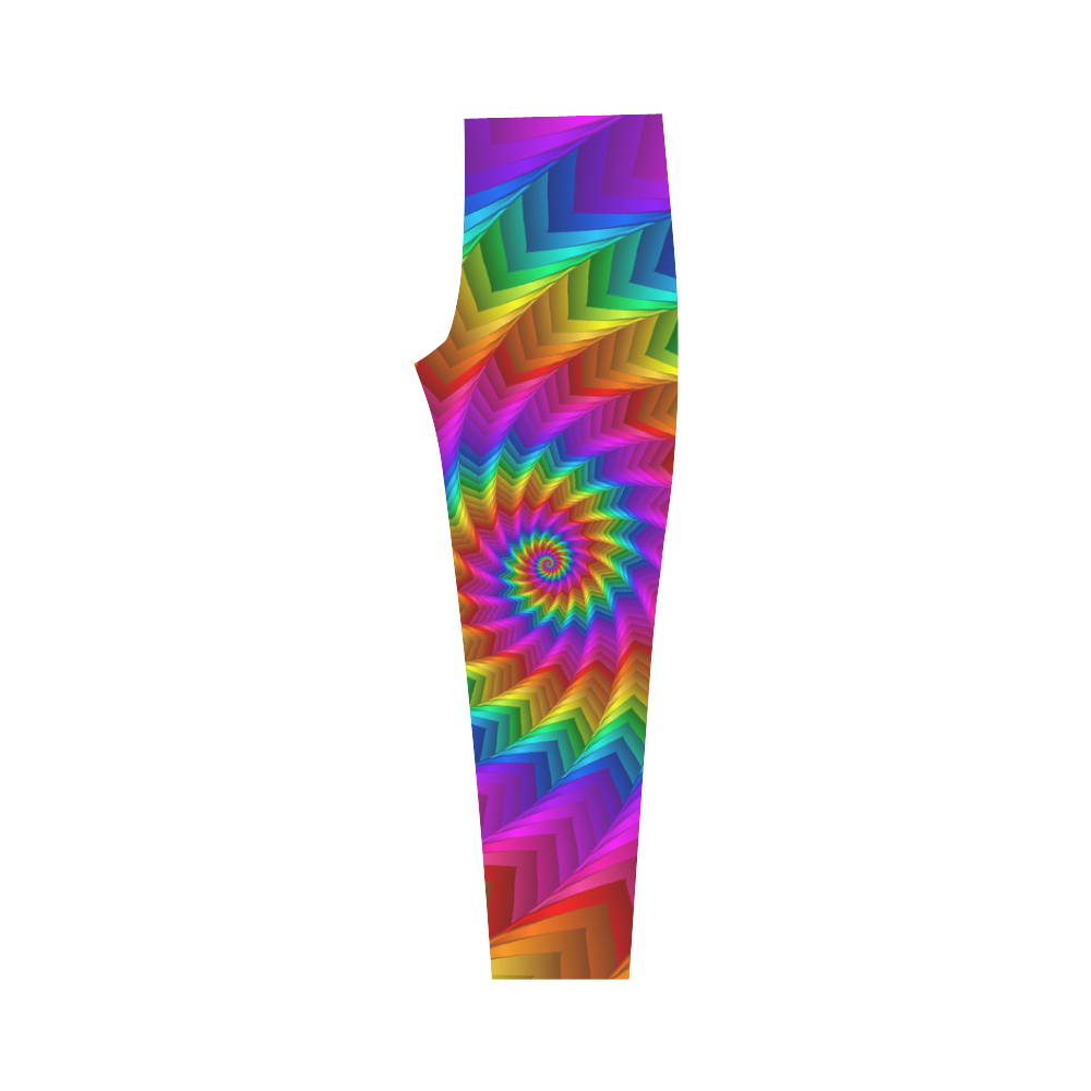 Psychedelic Rainbow Spiral Fractal Capri Legging (Model L02)