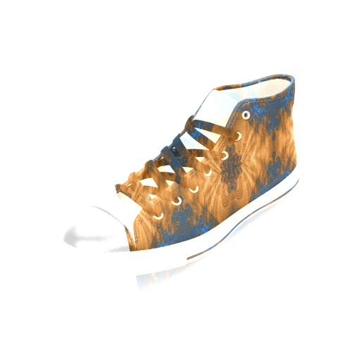 Refining Gold Fractal Abstract Women's Classic High Top Canvas Shoes (Model 017)