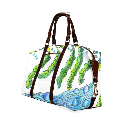 Abstract Blue Green Flowers Vines River Zendoodle Classic Travel Bag (Model 1643)