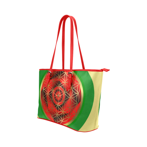Flower of Life Gold Leather Tote Bag/Large (Model 1651)