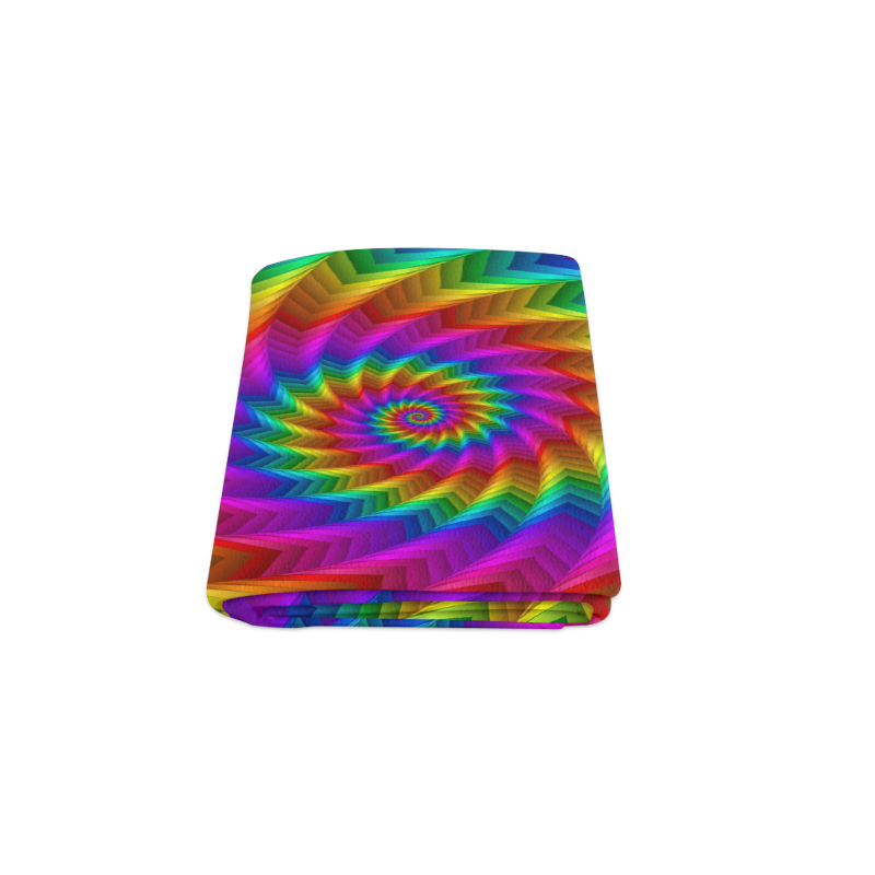 Psychedelic Rainbow Spiral Fractal Blanket 50"x60"