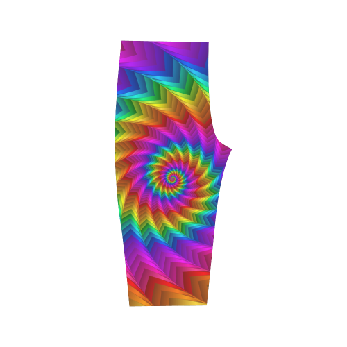 Psychedelic Rainbow Spiral Fractal Hestia Cropped Leggings (Model L03)