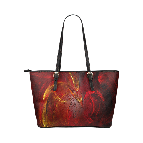 Red Firebird Phoenix Leather Tote Bag/Small (Model 1651)