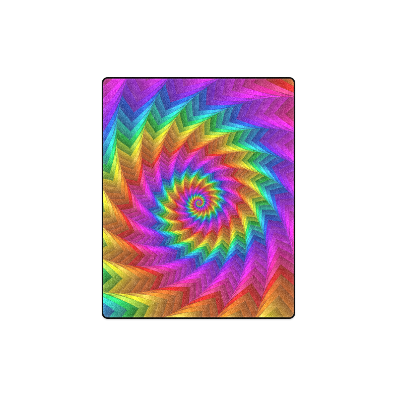 Psychedelic Rainbow Spiral Fractal Blanket 40"x50"