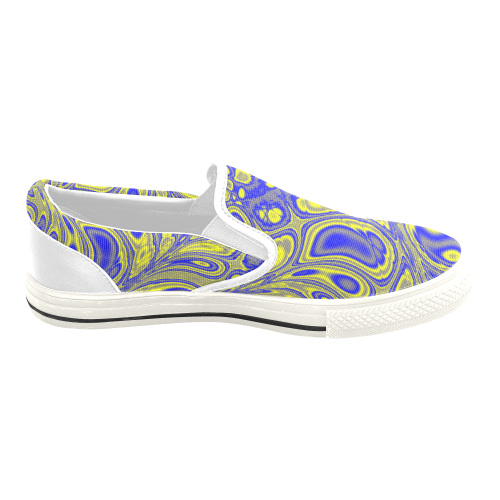 Paisley Party Fractal Abstract Women's Unusual Slip-on Canvas Shoes (Model 019)