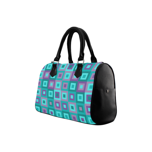 Teal and Purple Retro Geometric by ArtformDesigns Boston Handbag (Model 1621)