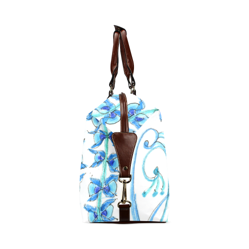 Dancing Aqua Blue Vines, Flowers Zendoodle Garden Classic Travel Bag (Model 1643)