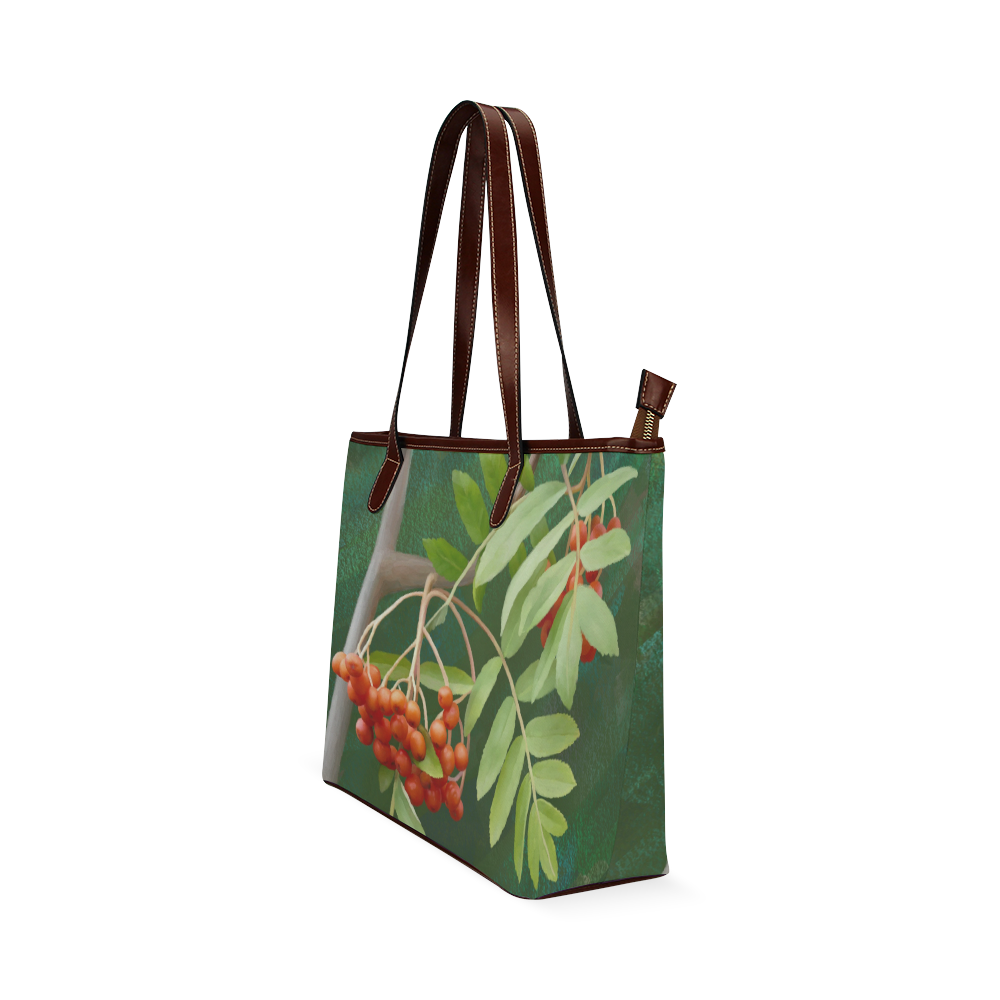 Watercolor Rowan tree - Sorbus aucuparia Shoulder Tote Bag (Model 1646)