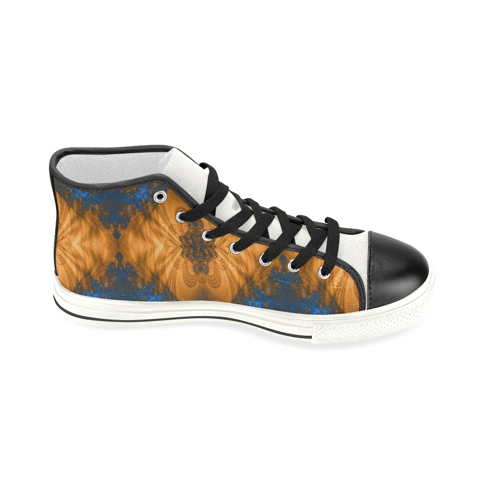 Refining Gold Fractal Abstract Women's Classic High Top Canvas Shoes (Model 017)