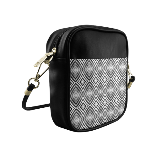 black and white diamond pattern Sling Bag (Model 1627)
