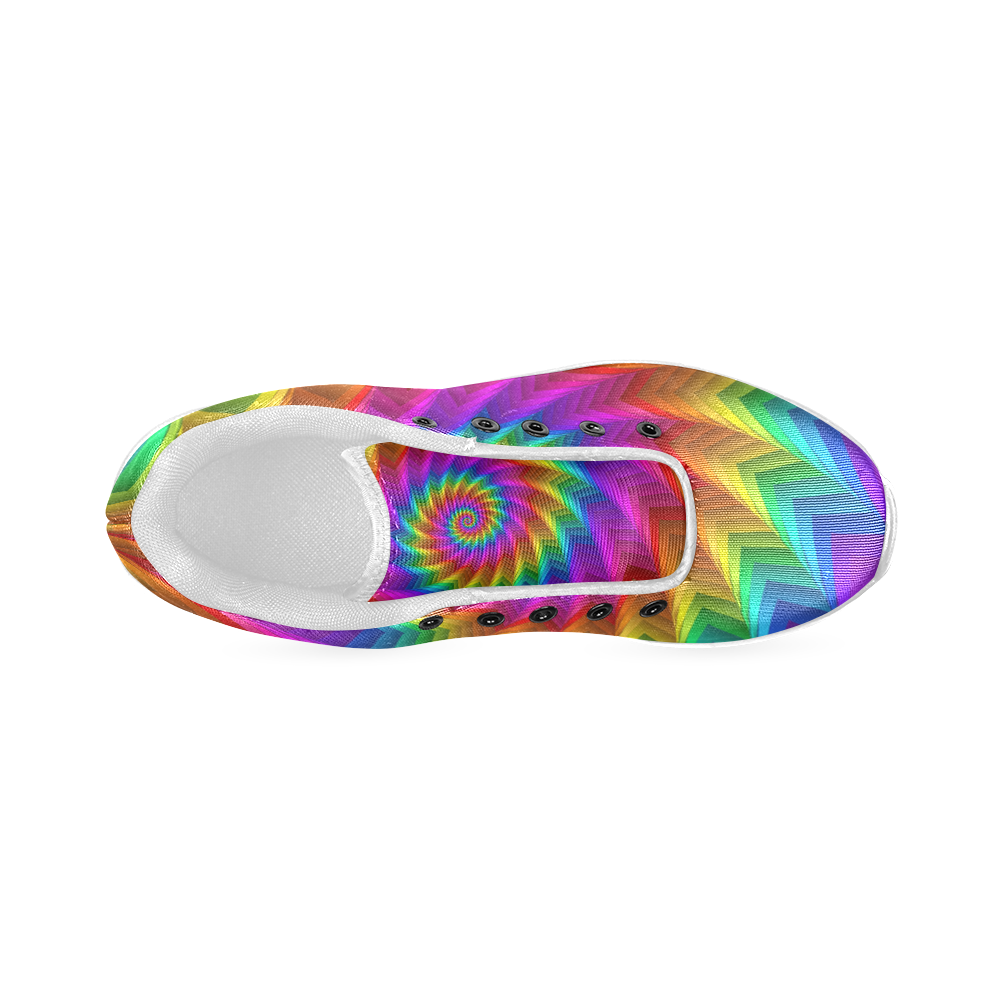 Psychedelic Rainbow Spiral Fractal Women’s Running Shoes (Model 020)
