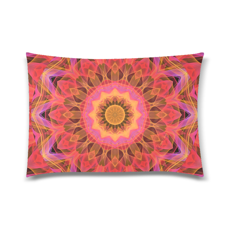 Abstract Peach Violet Mandala Ribbon Candy Lace Custom Zippered Pillow Case 20"x30" (one side)