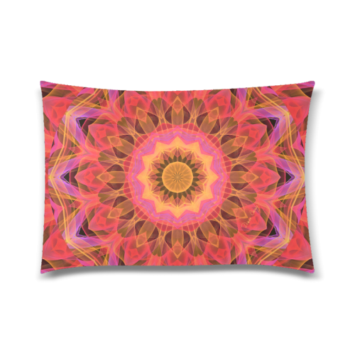 Abstract Peach Violet Mandala Ribbon Candy Lace Custom Zippered Pillow Case 20"x30" (one side)