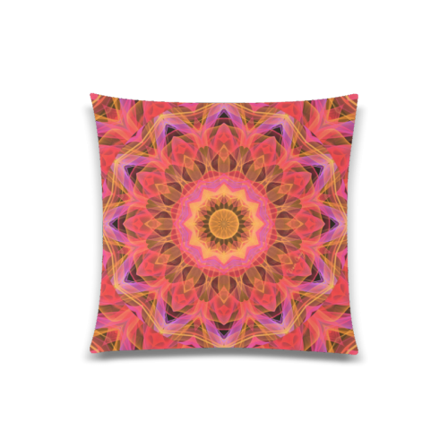 Abstract Peach Violet Mandala Ribbon Candy Lace Custom Zippered Pillow Case 20"x20"(Twin Sides)