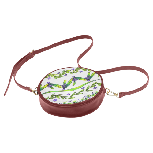 Dancing Green, Purple Vines, Grapes Zendoodle Round Sling Bag (Model 1647)