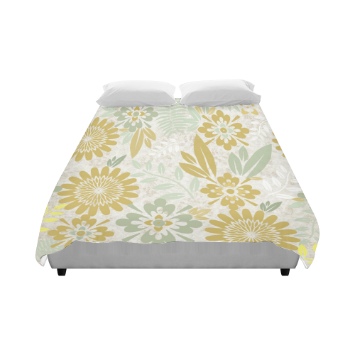 Flowers in Rustic Sage and Golden Yellow Duvet Cover 86"x70" ( All-over-print)