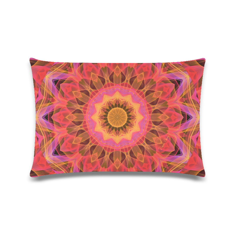 Abstract Peach Violet Mandala Ribbon Candy Lace Custom Zippered Pillow Case 16"x24"(Twin Sides)