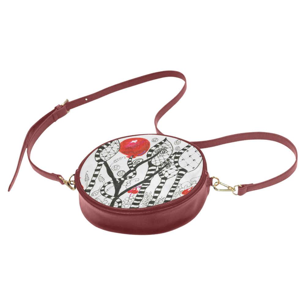 Red Balloon Zendoodle in Fanciful Forest Garden Round Sling Bag (Model 1647)