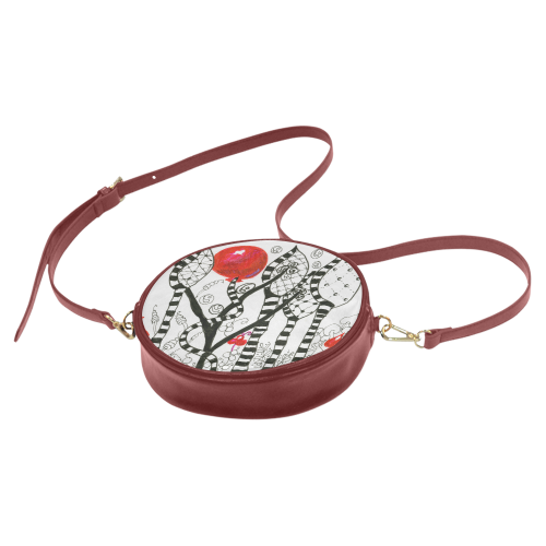 Red Balloon Zendoodle in Fanciful Forest Garden Round Sling Bag (Model 1647)