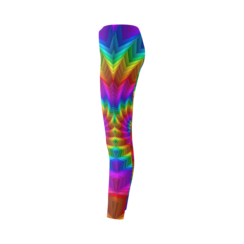 Psychedelic Rainbow Spiral Fractal Cassandra Women's Leggings (Model L01)