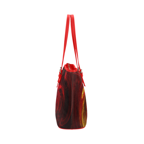 Red Firebird Phoenix Leather Tote Bag/Large (Model 1651)