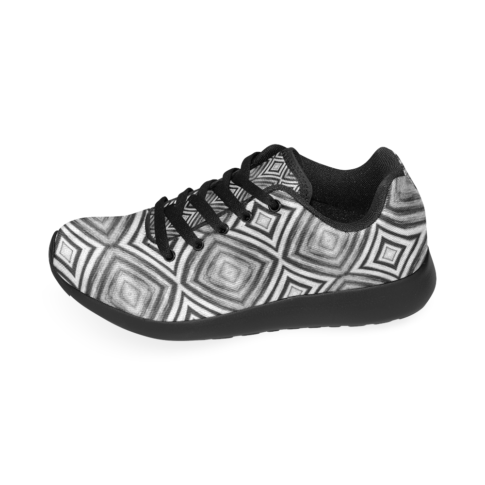 black and white diamond pattern Women’s Running Shoes (Model 020)