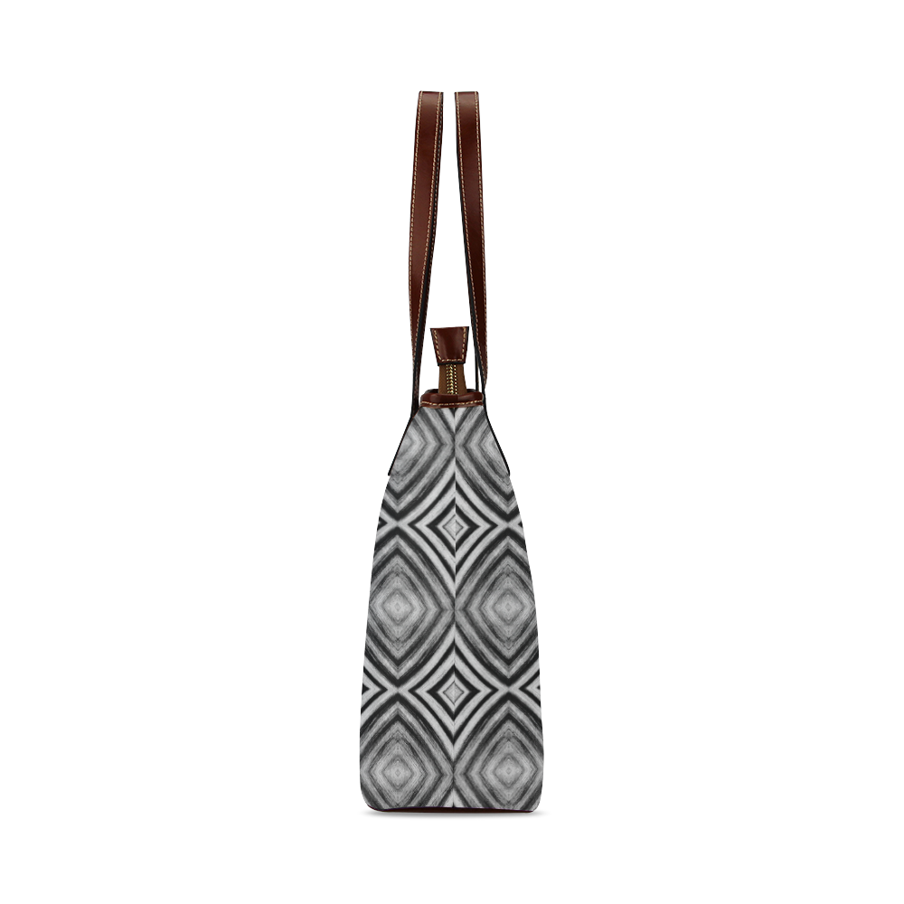 black and white diamond pattern Shoulder Tote Bag (Model 1646)