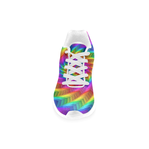 Psychedelic Rainbow Spiral Fractal Women’s Running Shoes (Model 020)