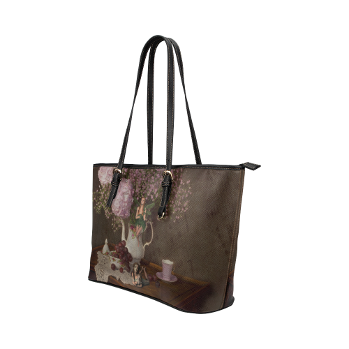 A Fairy Dreaming In Pastel Leather Tote Bag/Large (Model 1651)