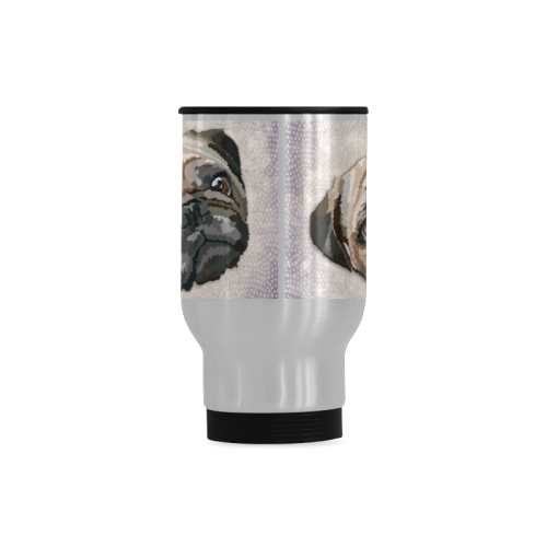 pug love Travel Mug (Silver) (14 Oz)