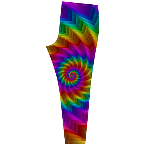 Psychedelic Rainbow Spiral Fractal Cassandra Women's Leggings (Model L01)