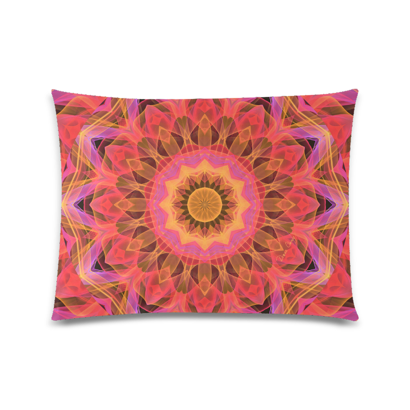 Abstract Peach Violet Mandala Ribbon Candy Lace Custom Picture Pillow Case 20"x26" (one side)