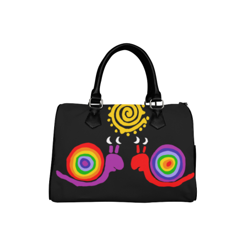 Funny Cool Rainbow Snail Love Abstract Boston Handbag (Model 1621)