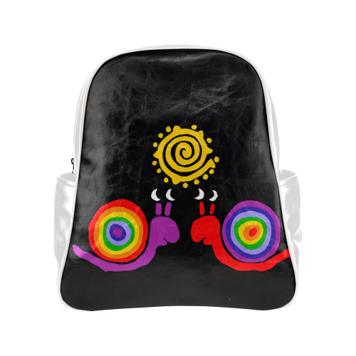 Funny Rainbow Snail Love Art Multi-Pockets Backpack (Model 1636)