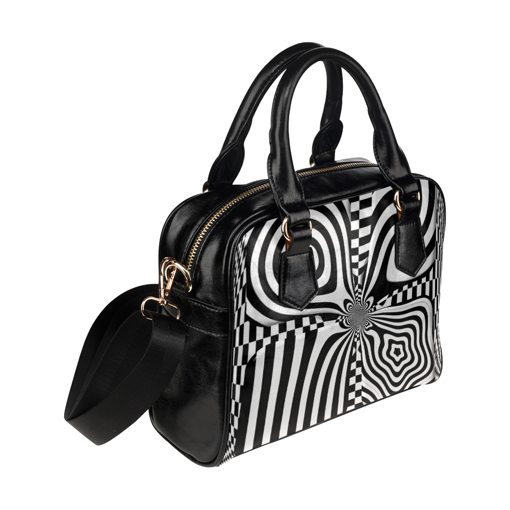Op Art Black White Shoulder Handbag (Model 1634)