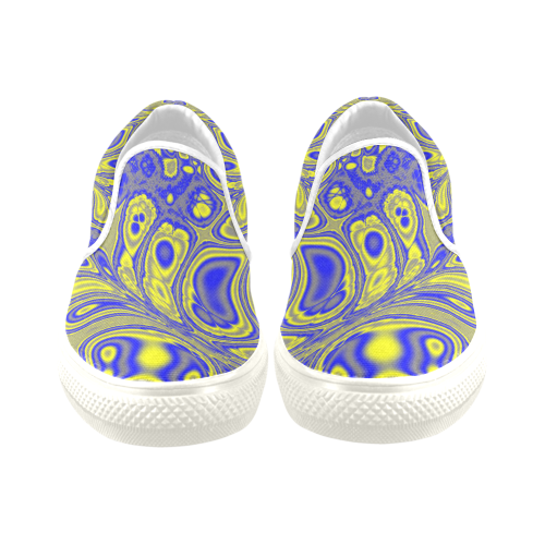 Paisley Party Fractal Abstract Women's Unusual Slip-on Canvas Shoes (Model 019)