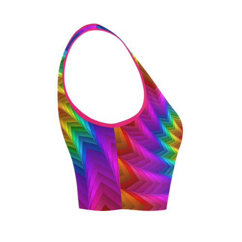 Psychedelic Rainbow Spiral Fractal Women's Crop Top (Model T42)