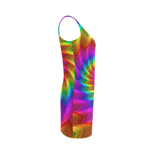 Psychedelic Rainbow Spiral Fractal Medea Vest Dress (Model D06)