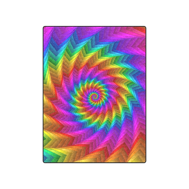 Psychedelic Rainbow Spiral Fractal Blanket 50"x60"