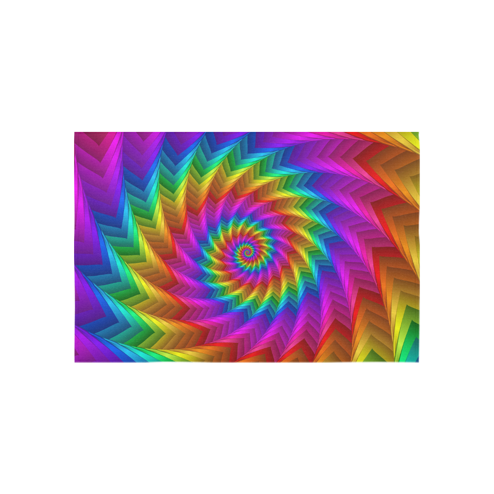 Psychedelic Rainbow Spiral Fractal Cotton Linen Wall Tapestry 60"x 40"