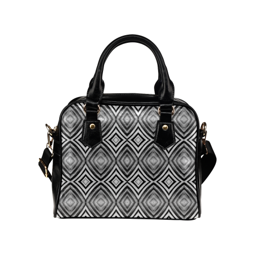 black and white diamond pattern Shoulder Handbag (Model 1634)