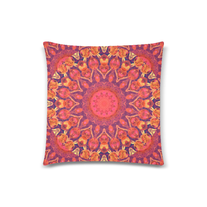 Sunburst, Abstract Peach Cream Orange Star Quilt Custom Zippered Pillow Case 18"x18" (one side)